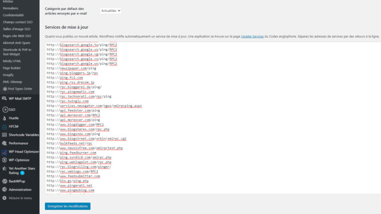 Lire la suite à propos de l’article Liste de services PING XML-RPC pour accélérer l’indexation de votre Blog WordPress